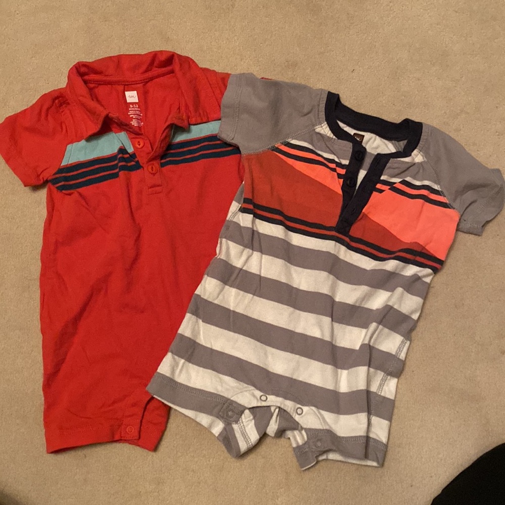 Tea Collection 9-12 shortie cotton romper (2 pack)